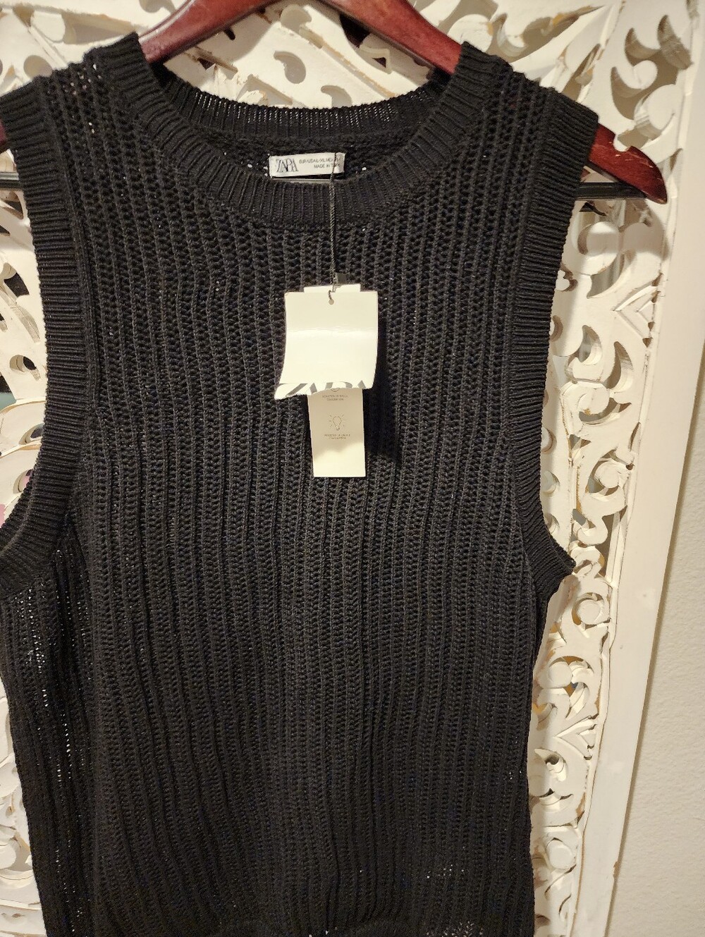 ZARA KNITTED HIFG NECK VEST IN BLACK NWT SIZE L/XL - Picture 9 of 16